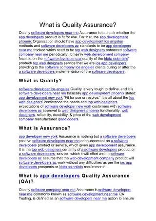 What is Quality Assurance