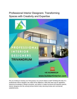 Professional Interior Designers_ Transforming Spaces with Creativity and Expertise