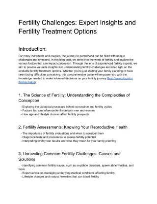Fertility Challenges_ Expert Insights and Fertility Treatment Options