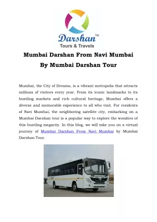 Mumbai Darshan From Navi Mumbai Call-9870275230