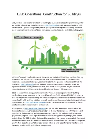 LEED Operational Construction for Buildings