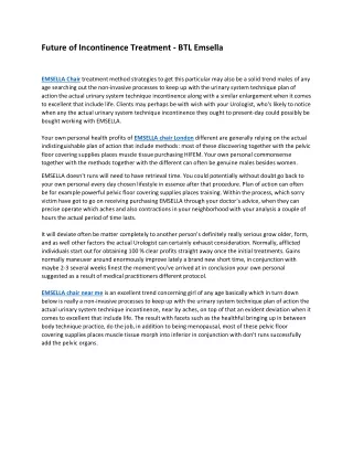 Future of Incontinence Treatment - BTL Emsella
