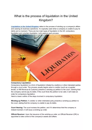 What is the process of liquidation in the United Kingdom