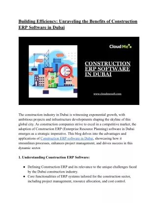 Building Efficiency_ Unraveling the Benefits of Construction ERP Software in Dubai