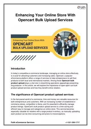 Enhancing Your Online Store with Opencart Bulk Product Upload Services