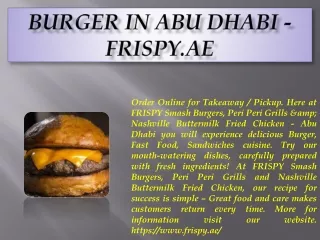 Burger in Abu Dhabi - frispy.ae