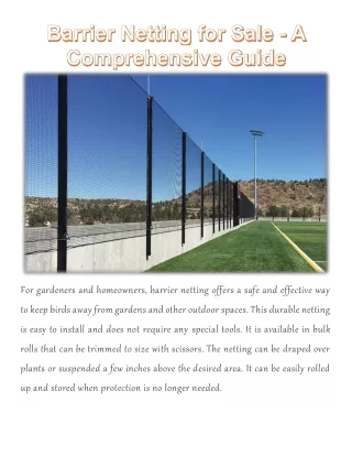 Barrier Netting for Sale - A Comprehensive Guide