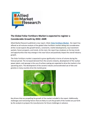 Foliar Fertilizers market