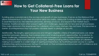 How to Get Collateral-Free Loans for Your New Business