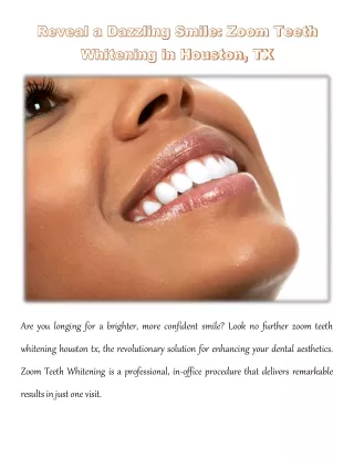 Reveal a Dazzling Smile: Zoom Teeth Whitening in Houston, TX