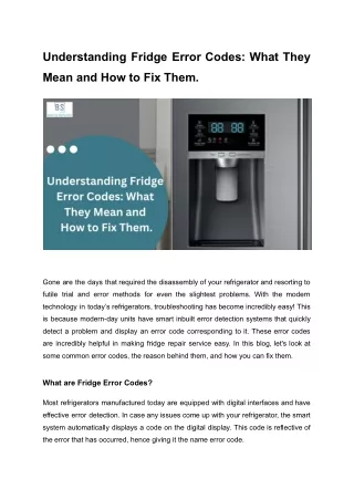 Understanding Fridge Error Codes_ What They Mean and How to Fix Them