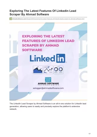 Exploring The Latest Features Of Linkedin Lead Scraper By Ahmad Software
