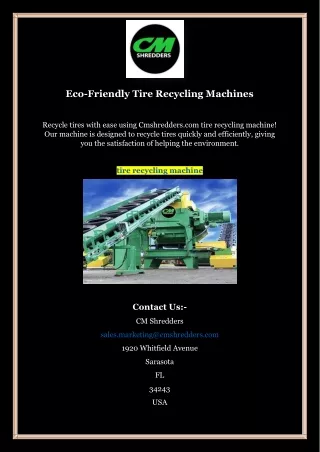 Eco-Friendly Tire Recycling Machines