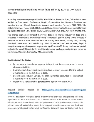 Virtual Data Room Market to Reach $3.63 Billion by 2026- 13.70% CAGR Recorded 