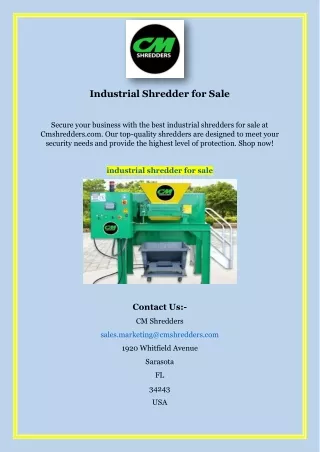 Industrial Shredder for Sale