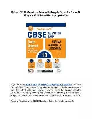 CBSE Question Bank Class 10 English LLR with Solution for 2024 Board Exams