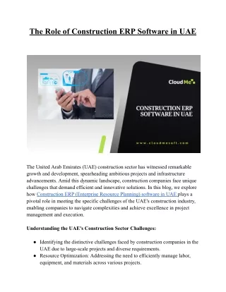 The Role of Construction ERP Software in UAE