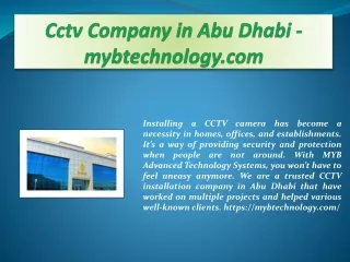 Cctv Company in Abu Dhabi - mybtechnology.com