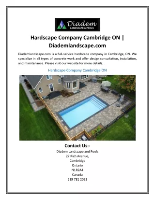 Hardscape Company Cambridge ON  Diademlandscape