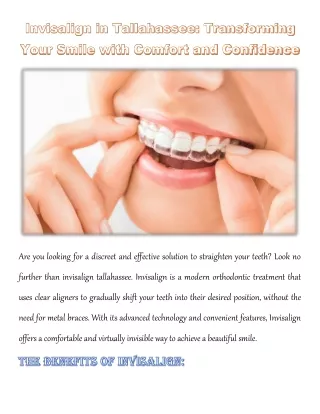 Invisalign in Tallahassee: Transforming Your Smile with Comfort and Confidence