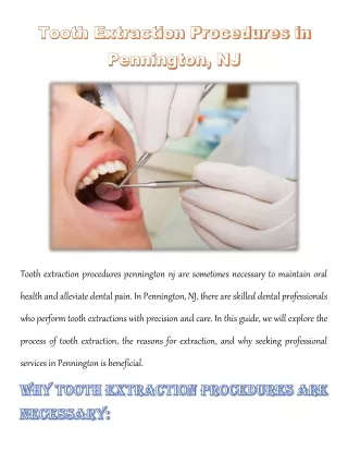 Tooth Extraction Procedures in Pennington, NJ