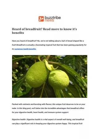 Heard of breadfruit_ Read more to know it’s benefits