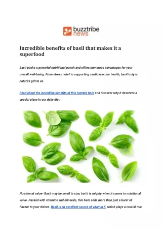 Incredible benefits of basil that makes it a superfood