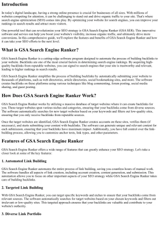 Revolutionize Your SEO Strategy with GSA Search Engine Ranker