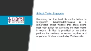 Ib Math Tuition Singapore  Ibmathandphysics.sg