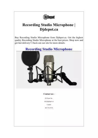 Recording Studio Microphone | Djdepot.ca