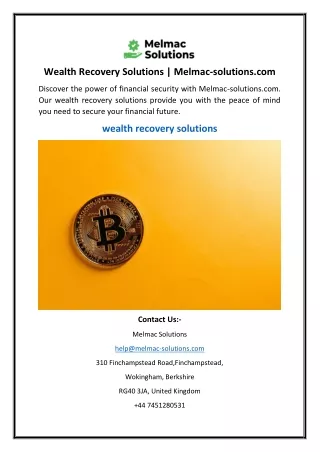 Wealth Recovery Solutions Melmac-solutions.com