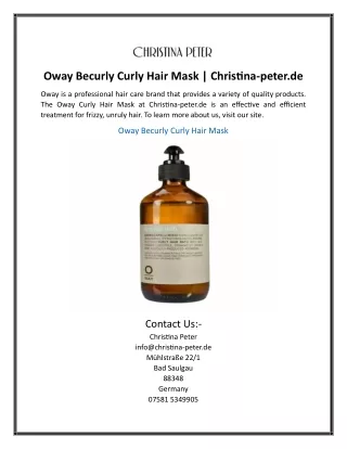 Oway Becurly Curly Hair Mask Christina-peter.de