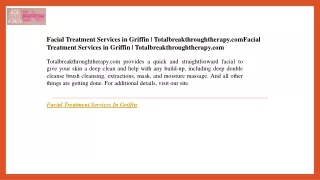 Facial Treatment Services in Griffin  Totalbreakthroughtherapy.com