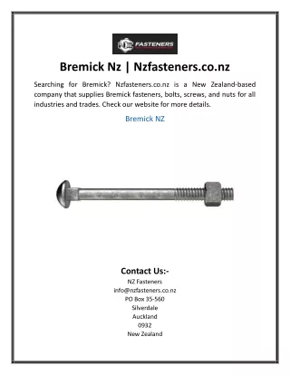 Bremick Nz  Nzfasteners.co.nz