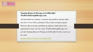 Tanning Removal Therapy in Griffin Qld  Totalbreakthroughtherapy.com