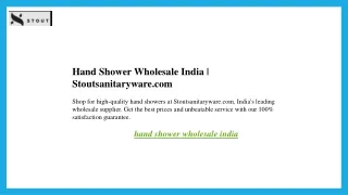 Hand Shower Wholesale India  Stoutsanitaryware.com
