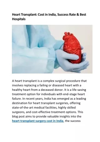 Heart Transplant Cost in India, Success Rate & Best Hospitals