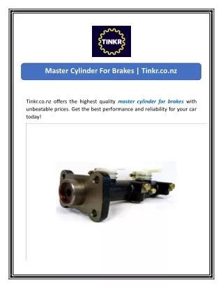 Master Cylinder For Brakes | Tinkr.co.nz