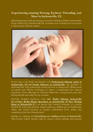 Experiencing amazing Waxing, Eyebrow Threading, and More in Jacksonville, FL