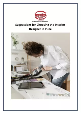 Suggestions for Choosing the Interior Designer in Pune