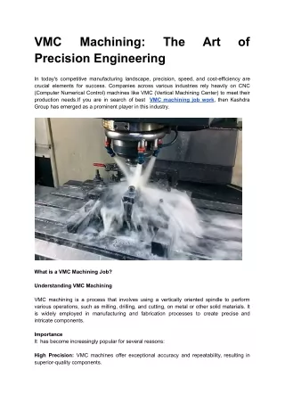 VMC Machining: The Art of Precision Engineering