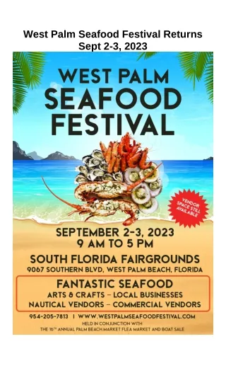 West Palm Seafood Festival Returns Sept 2-3, 2023