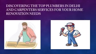 Discovering the Top Plumbers in Delhi and Carpenters Services for Your Home Ren