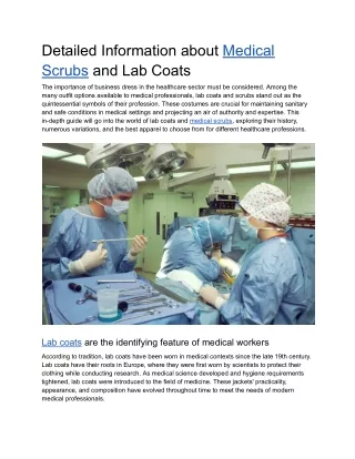 Detailed Information about Medical Scrubs and Lab Coats