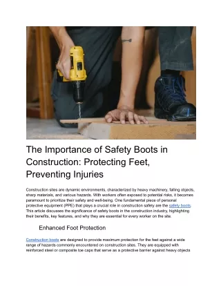 The Importance of Safety Boots in Construction: Protecting Feet, Preventing