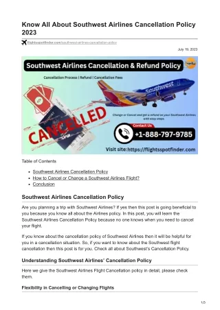 Know All About Southwest Airlines Cancellation Policy 2023