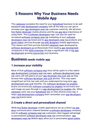 5 Reasons Why Your Business Needs Mobile App