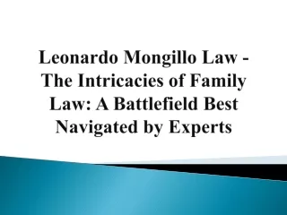 Leonardo Mongillo Law - The Intricacies of Family Law - A Battlefield Best Navigated by Experts