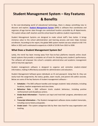 Student Management System - Key Features & Benefits