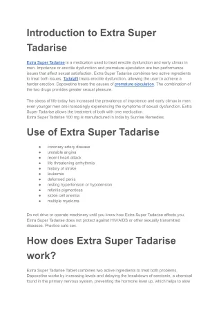 Extra Super Tadarise Tablets